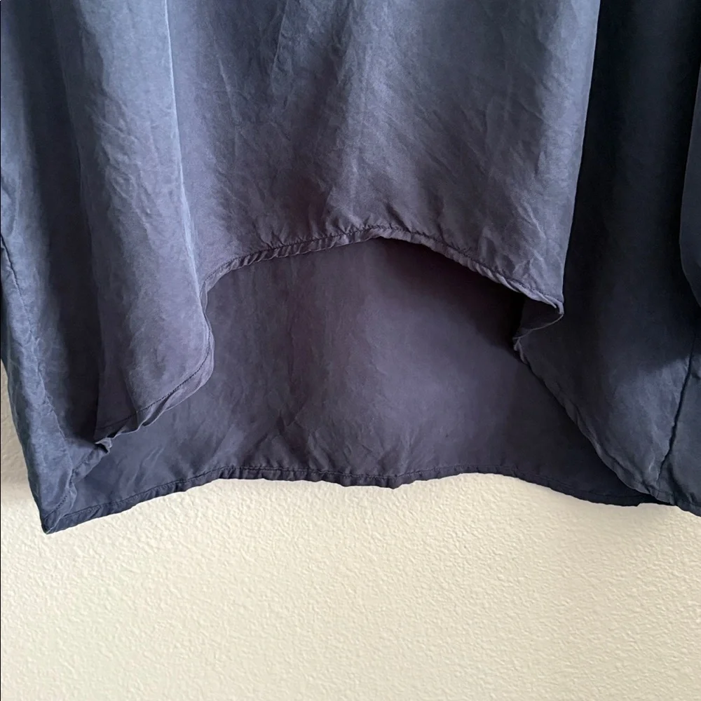 Young Fabulous & Broke 100% Cupro Blouse Size L Blue V-Neck Ballon Sleeve Top - Picture 5 of 7